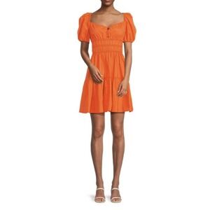 PINKO Abriolas Puff Sleeve‎ Mini Dress Orange Size 6